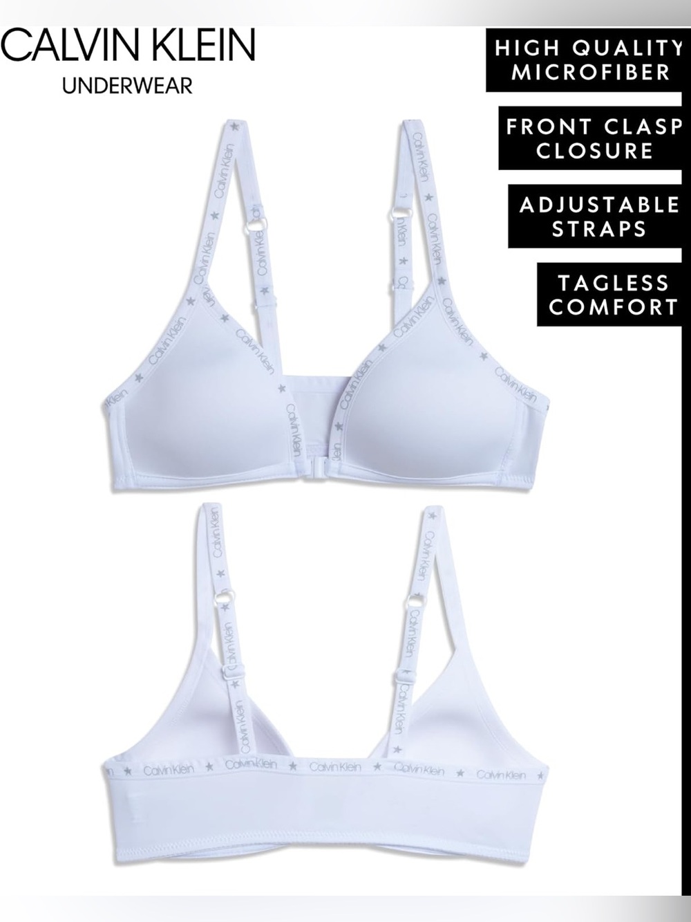NWOT Calvin Klein Wirefree Micro Bra 30A Women XXS-XS/34A Girl Training Bralette